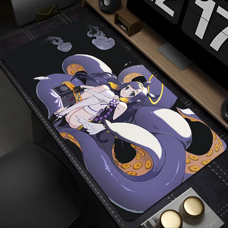 لوحة ماوس للكمبيوتر المحمول خزانة مكتب لوحة المفاتيح PC حصيرة مكتبية كبيرة لوحة ماوس غير قابلة للانزلاق H-hololive Ninomae Ina Nis وسادة مطاطية ممتدة