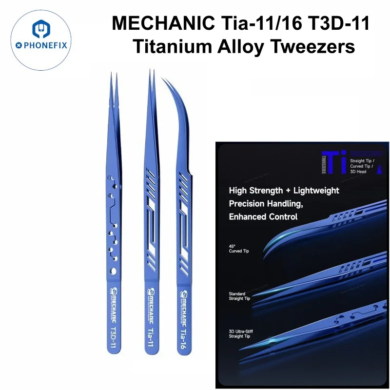 MECHANIC Hollow Titanium Alloy 3D Tweezers Anti Corrosion Motherboard IC Chip Reballing LCD Assembly Flying Wire Tweezers Tools