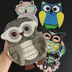 Clothing Women Shirt Top Diy Plush Patch Owl Sequins deal with it T-shirt girls Sew on Patches for clothes Stickers