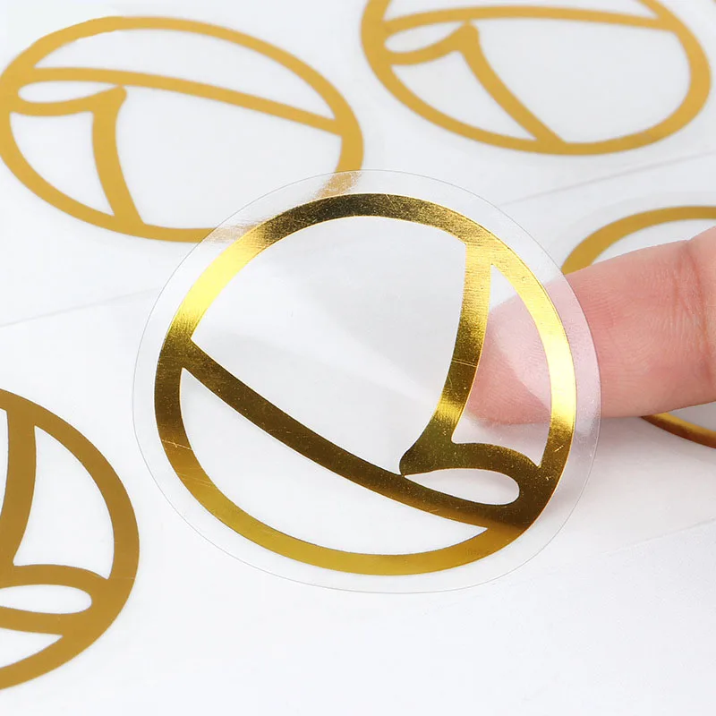 100 Pcs/Gold Foil Sticker Custom Business Logo Wedding Custom Label Golden Packaging Round Transparent Label