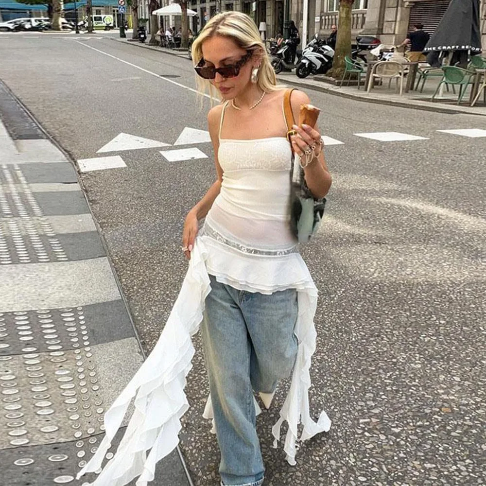 New Polyester Off-shoulder Dress Sleeveless Irregular Spaghetti Strap Dress Solid Color Dress