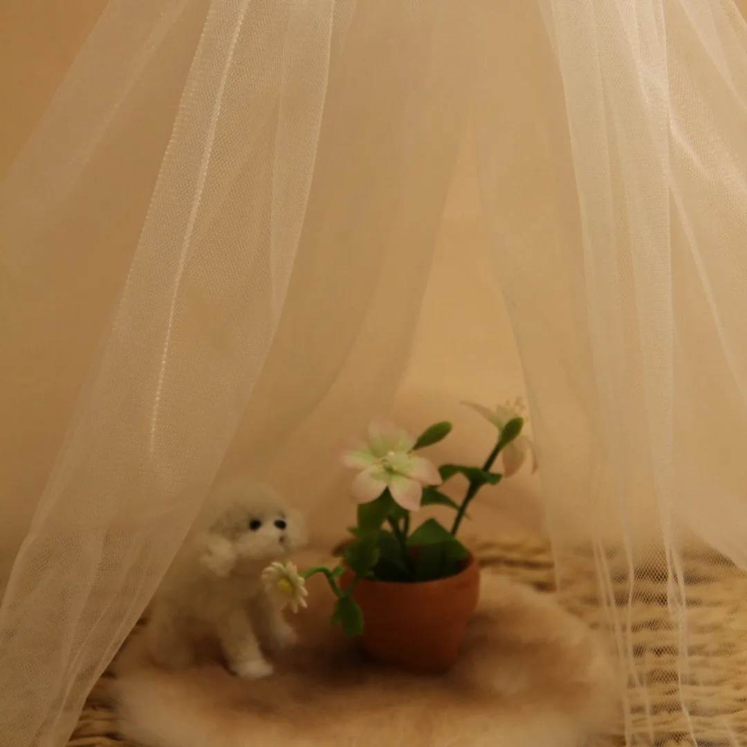 1/12 Tulle Canopy For Doll Bed Dollhouse Bedroom Decor Micro Landscape Photography Props