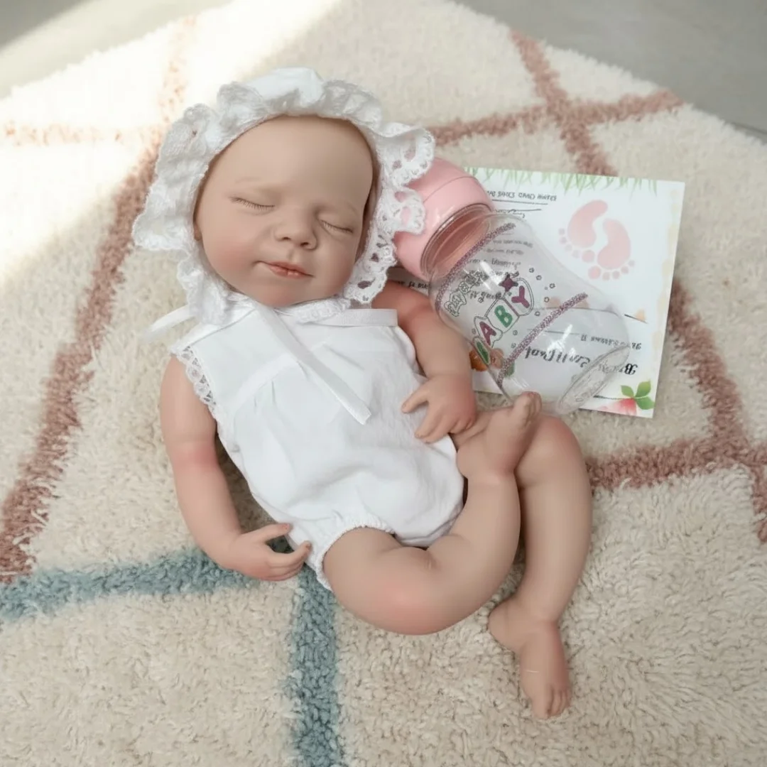 2 Styles Open Mouth 33cm bebe reborn de silicona Girl Dolls With Handmade Paint Skin & Washable Body Newborn Silicone Dolls