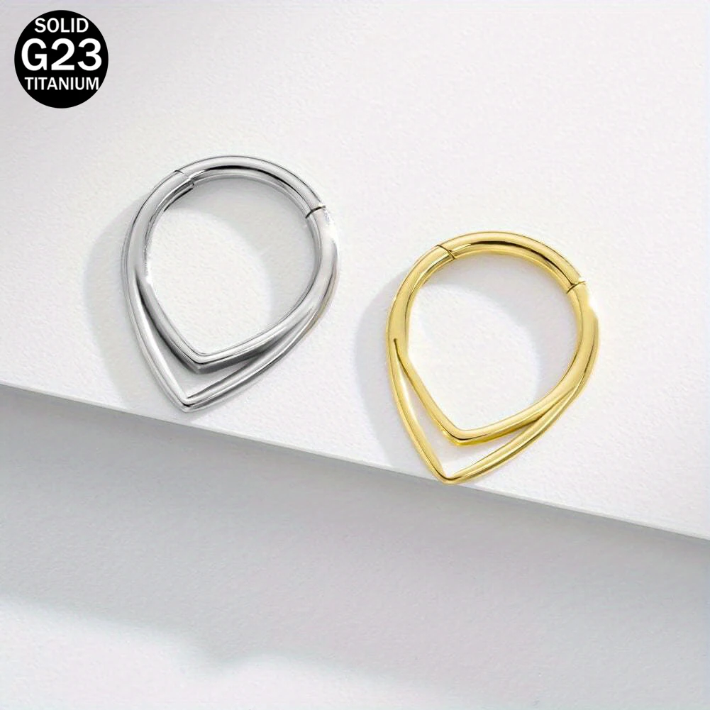 G23 Titanium Earrings Hoop Geometric Hinge Nose Ring for Women Men Cartilage Helix Daith Tragus Conch Piercing Jewelry with Box