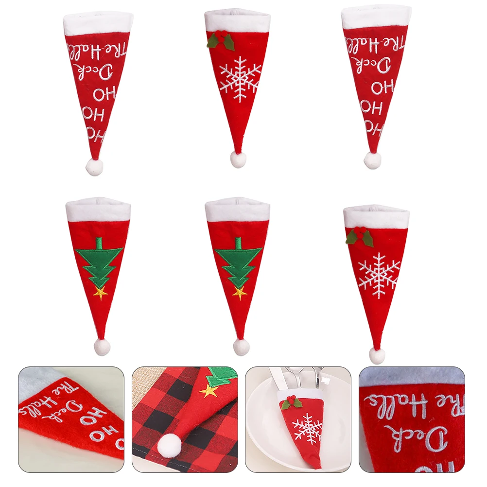 

6pcs Cartoon Knife Fork Spoon Set Large Capacity Christmas Cutlery Covers Tableware Storage Pouches Home Kitchen
