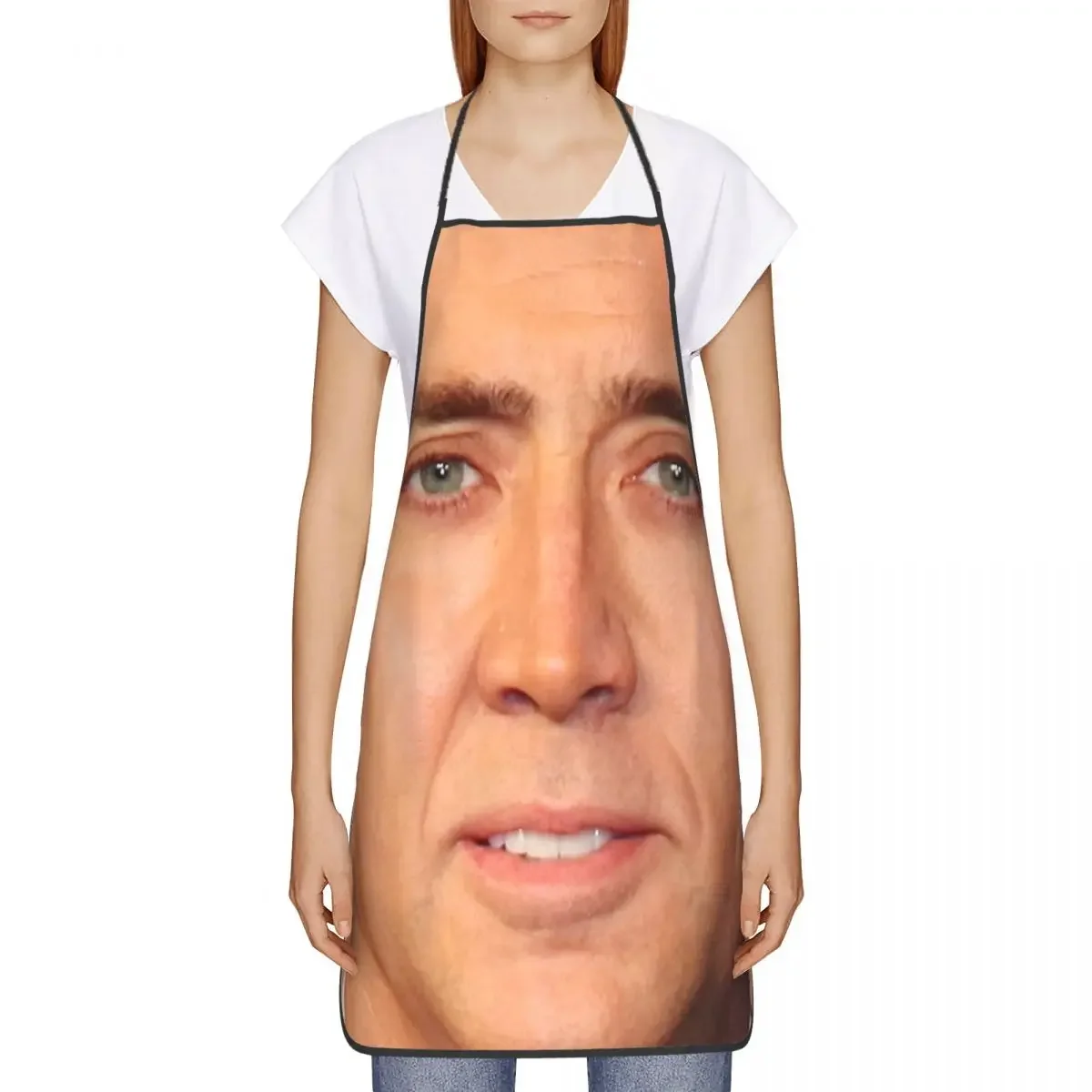 Custom Bib Nicolas Cage's Face Aprons Men Women Unisex Adult Chef Kitchen Cooking Tablier Cuisine Gardening