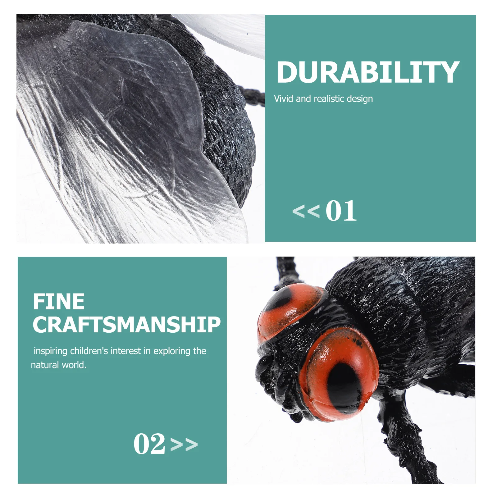 3Pcs Plastic Fly Figures Lifelike Insect Educational Bug Models for Kids Science Projects Outdoor Learning Adventures