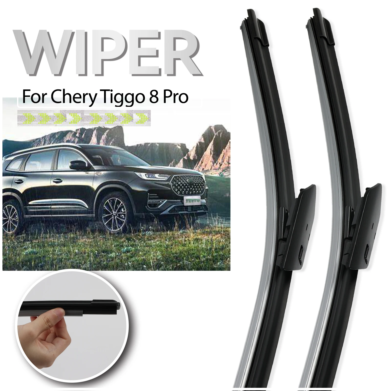 2x Car Wiper Blades Windshield Front Windscreen Wiper Car Rain Brushes For Chery Chirey Fownix Tiggo 8 Plus Pro Max 2020 - 2024