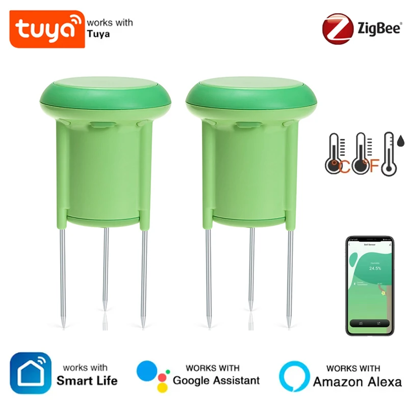 Tuya Zigbee Intelligent Soil Moisture Meter, Temperature Humidity Tester, Plant Monitor, IP66 Detector for Garden Planting
