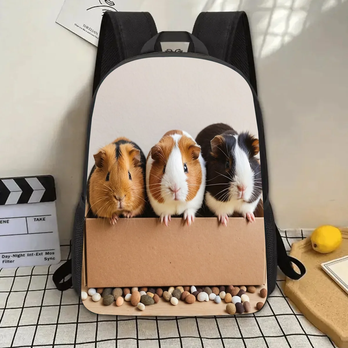 

1 Guinea Pig Printed 17 Lightweight Laptop Backpack with Kettle Cover - Durable Casual Student School Bag for Teens