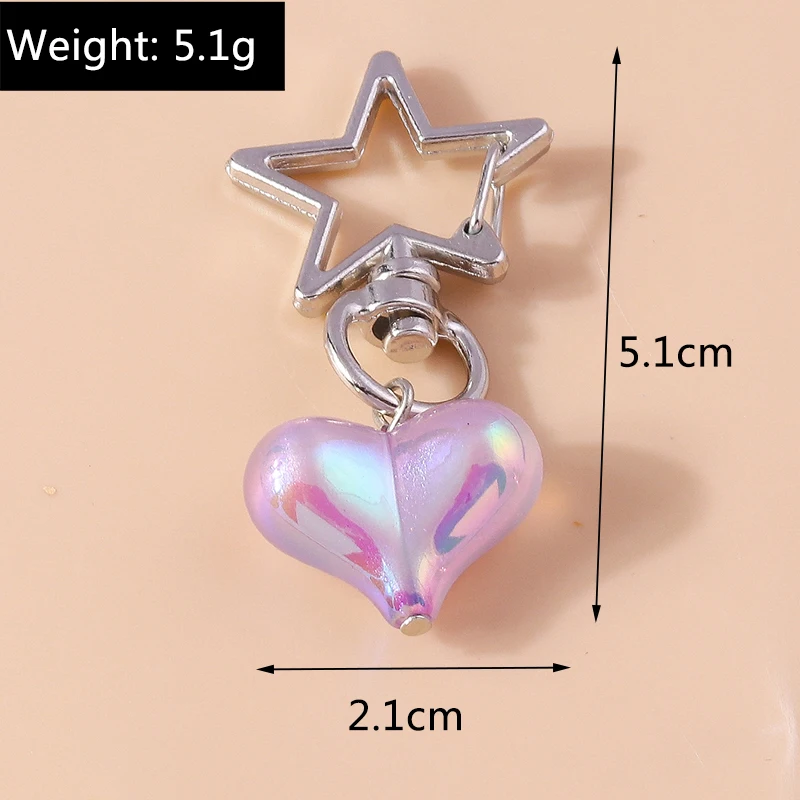 Cute Glitter Love Heart Keychain Star Key Ring Pendants for Car Key Holder Handbag Decor Charms DIY Key Chain Jewelry Gifts