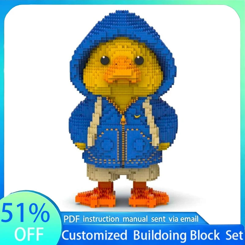 6714 PCS Duck With Hoodie MOC Model Building Blocks Creative DIY Assembly Toy Cute Display Collection Popular Gifts Decoration