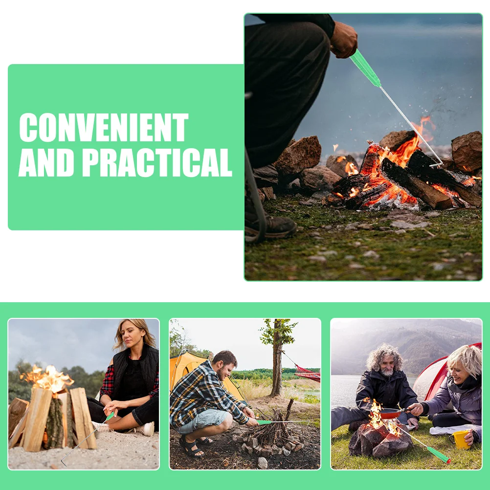 

2Pcs Charcoal Fire Poker Heavy Duty Iron and Plastic Fireplace Tool for Outdoor Camping Bbq Long Handle Fire Pit Accessory