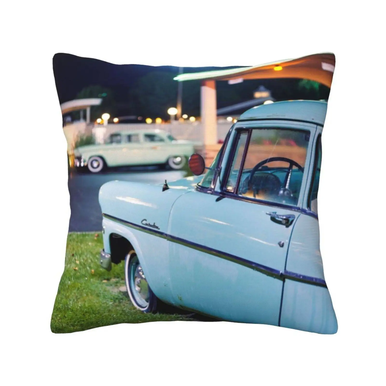 Classics Soft Comfortable Pillowcase Classic Retro Cars Vintage Night Long Exposure 1950S Medium Format Film Missouri Route 66