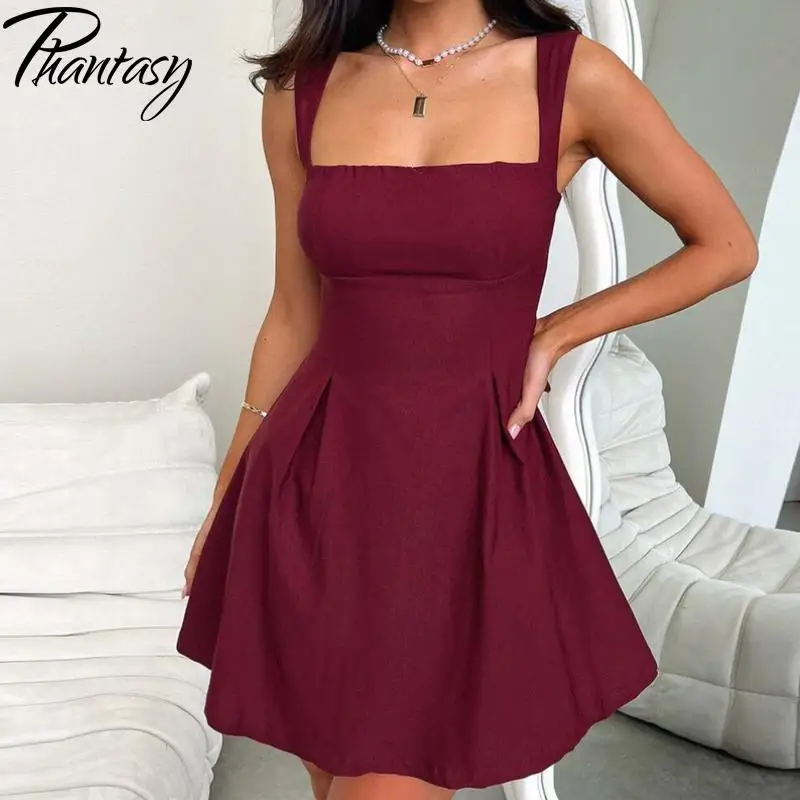 Phantasy-vestido elegante para mujer, vestido rojo de fiesta, Vestido corto para banquete de boda, ropa de calle, vestido formal de moda para primavera y verano