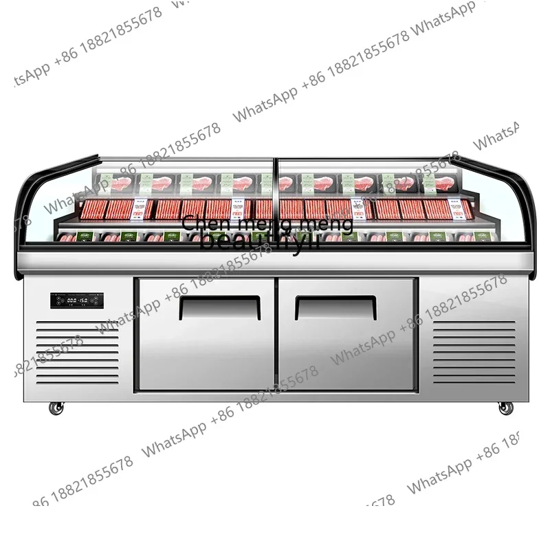 

182Q Double temperature ladder display fresh seafood cold self-service ordering cabinet commercial direct cooling