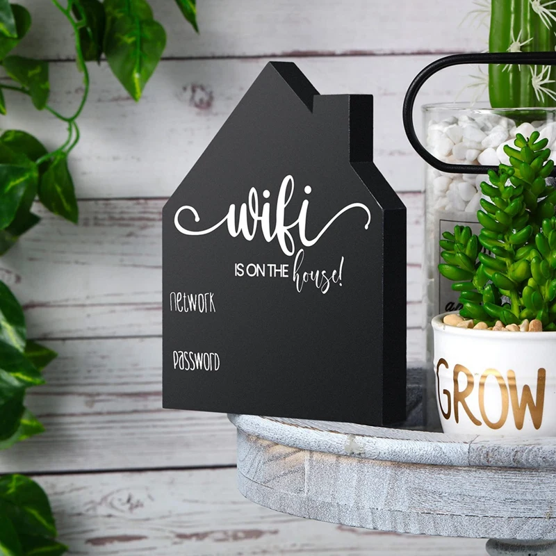 Password Sign Wooden Table Sign Wooden Freestanding Sign With Board Erasable Pen Chalkboard Style Freestanding Sign Durable