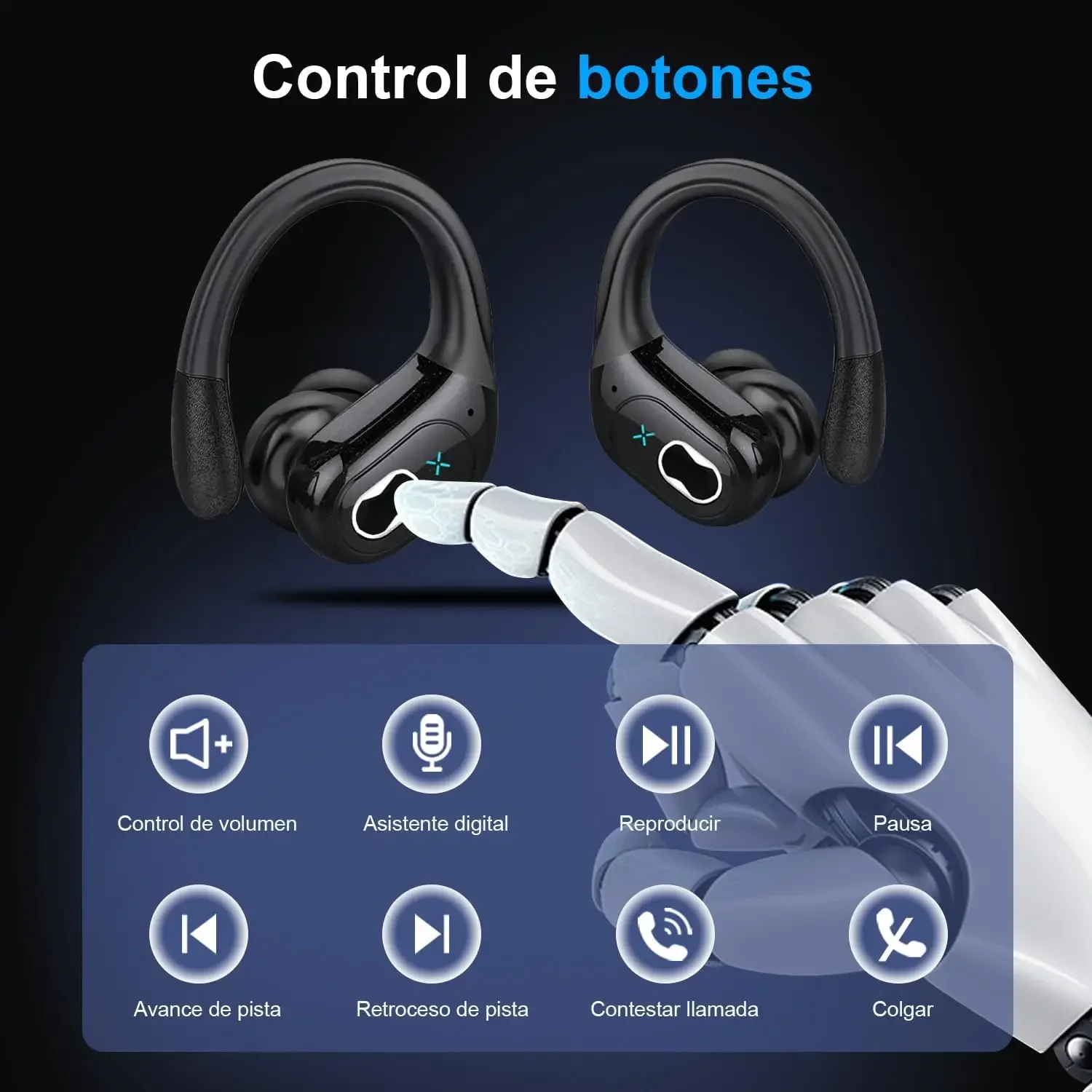 Auricolari Bluetooth sportivi Cuffie wireless impermeabili IPX7 75 ore di musica con microfono Display di alimentazione a LED Auricolari TWS con gancio morbido