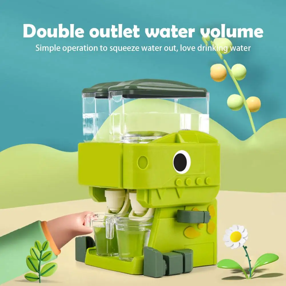 Children Dinosaur Dual Water Dispenser Pretend Play Toys Mini Simulation Kitchen Set Juice Drinking Cooler Lifelike Toy For Kids