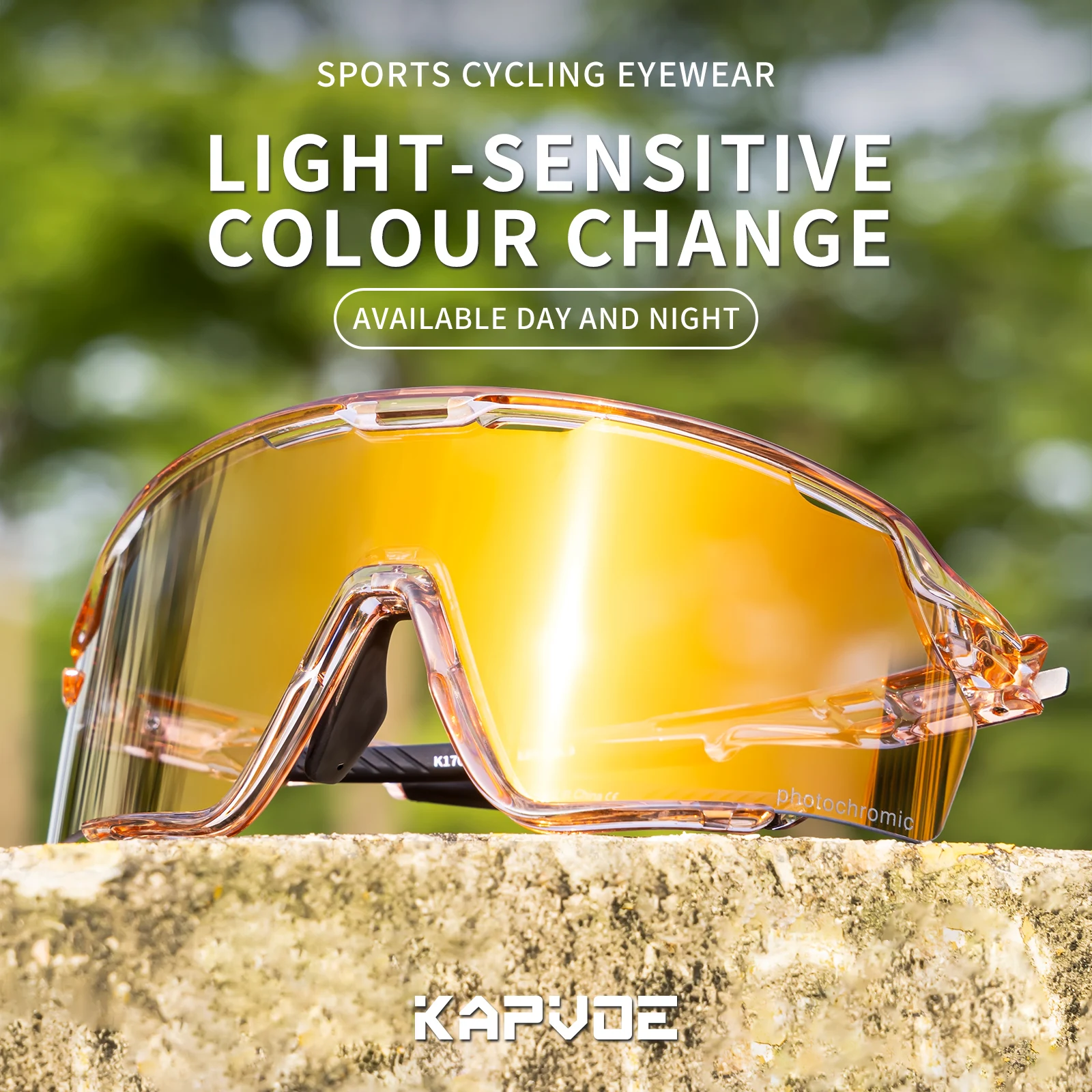 Kapvoe Photochromic Cycling Glasses Silver Lens Sunglasses Multi Color Men Women Bike Outdoor Eyewear Riding Driving Running