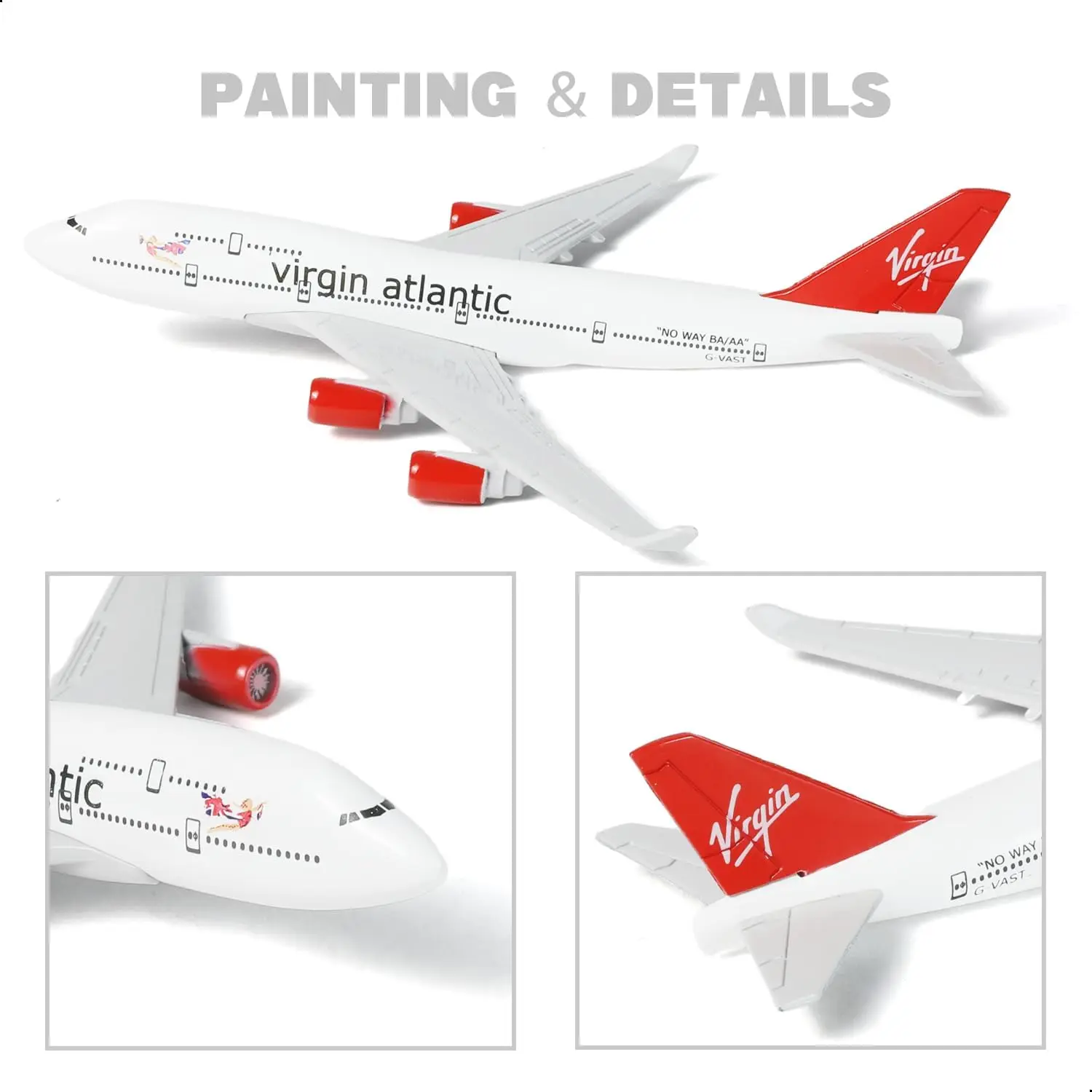1/400 16cm B747 Airplane Model with Stand United & KLM & VAA 3-Piece Alloy Plane Model For Display Collection or Toy Gift view 4