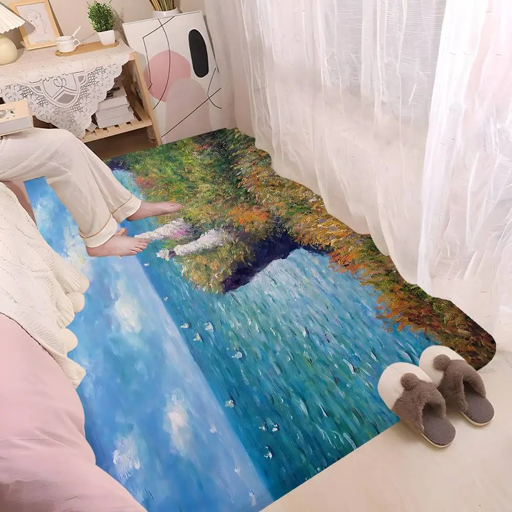 Claude Monet Painting Art Bathroom Mat INS Style Soft Bedroom Floor House Laundry Room Mat Anti-skid Welcome Doormat