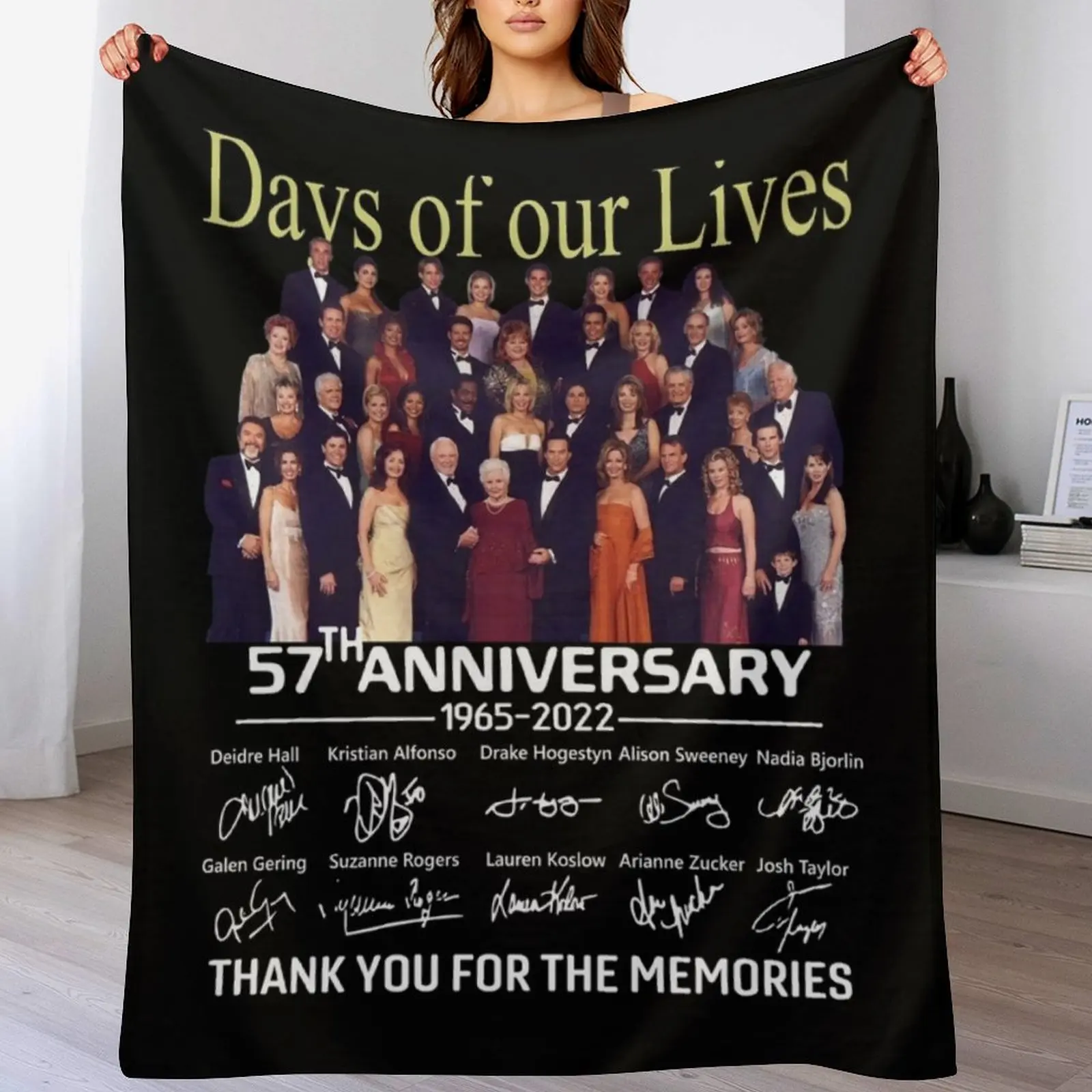 

Days Of Our Lives 57Th Anniversary Throw Blanket Picnic Beach Flannel Fabric Soft Plaid Blankets