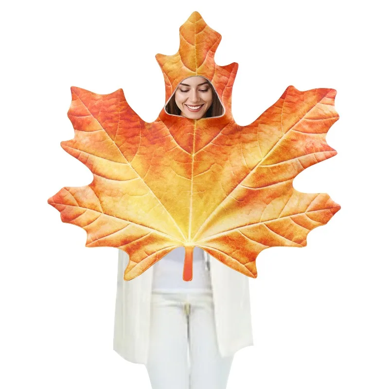 New Funny Maple Leaf Cosplay Costume Adult Jumpsuit for Women Halloween Carnival Purim Holiday Performance Roleplay Clothes