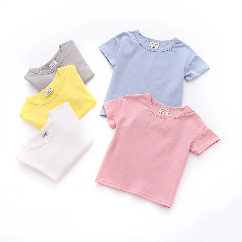 Solid Baby T-shirt Summer Thin Toddler Tee Children Clothing Candy Color Cotton Short Sleeve Kid Top Clothes for Boys Girls 0-4Y