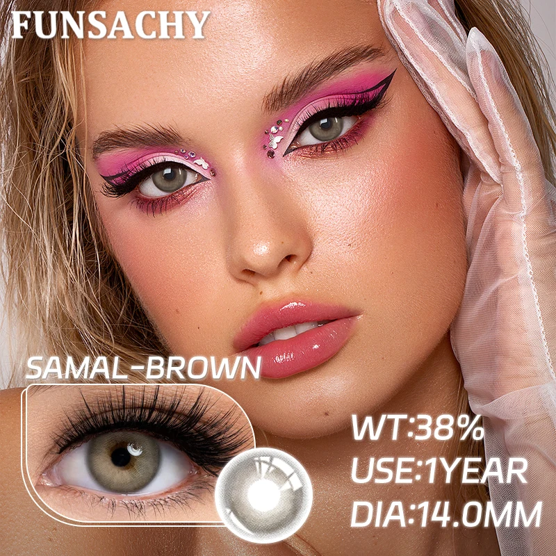 FUNSACHY 2pcs Colored Contact Lenses for Eyes Natural Brown Lens Gray Lens Eye Contacts Cosmetic Beauty Pupil High Quality Lens