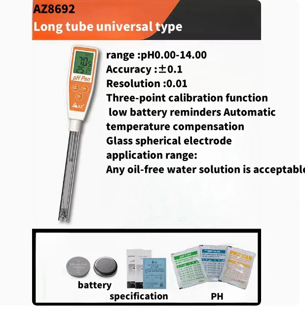 

Az8692/8693/8694/8655/8685a Various probe pen acidity and alkalinity of aquaculture fish and shrimp culture detector Length