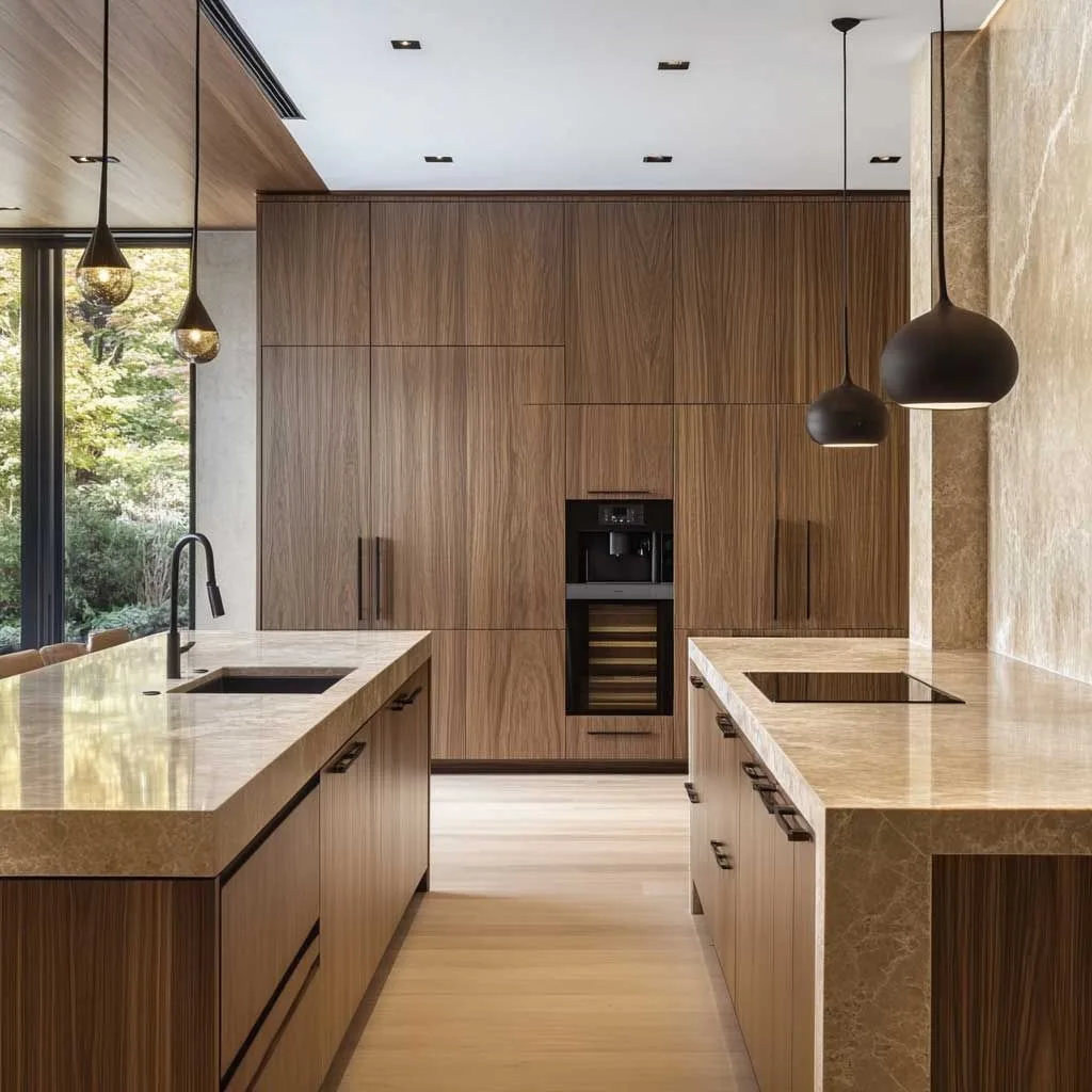 

Kitchen cabinet set Wooden veneer cabinet Stainless steel sink Marble countertop