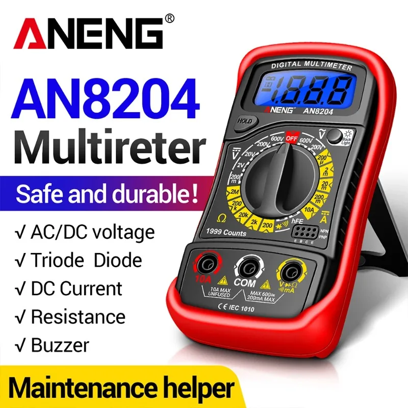 ANENG AN8204 Multimeter  Voltage DC Current Triode Buzzer Multifunctional Test Digital High Precision Tools