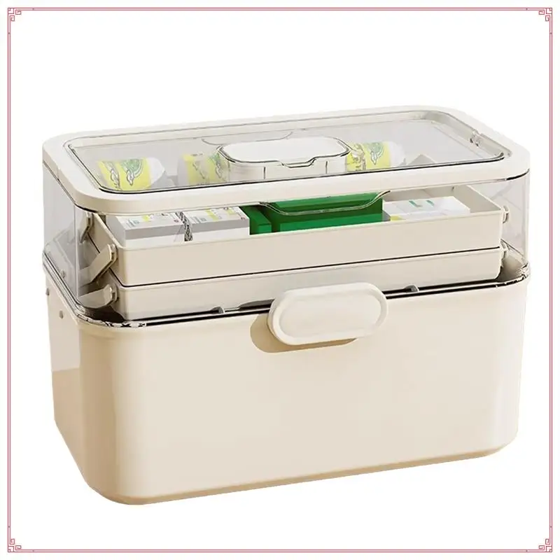 3-Tier Medicine Storage Box Portable & Dustproof,Multi-Layer Family Size Organizer Forhome