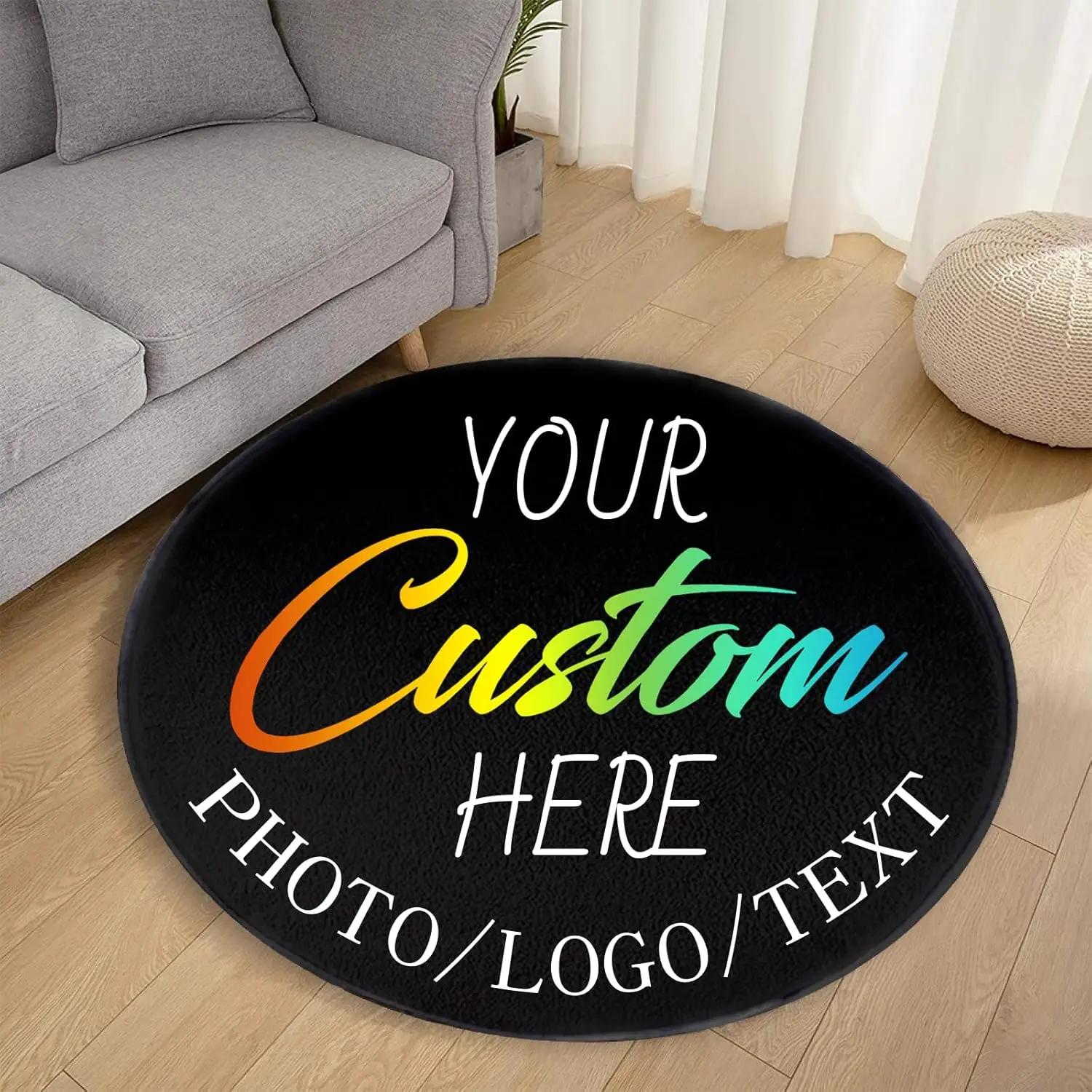 Custom Round carpet Anti-Slip Round Area Rug Large for Home Living Room Bedroom Decor Chair Drum Rug Chair Doormat