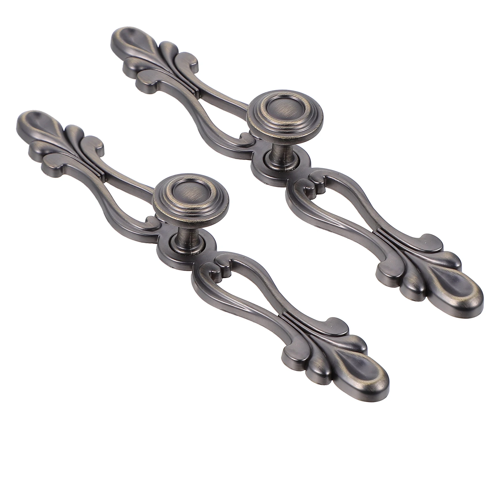 

2 Pcs Zinc Alloy Wardrobe Handles Vintage Dresser Knobs Black Drawer Pulls Kitchen Cabinet European Style Home Decoration Retro