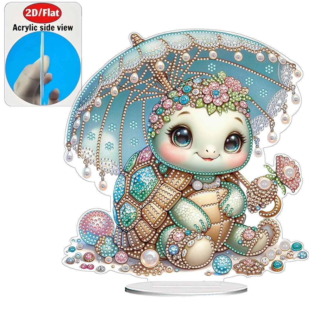 2D Flat 1pc Turtle Healing Ornament Acrylic Welcome Plaque Diamond Painting Desktop Ornament Set, Shiny Wall Decor, Holiday Gift