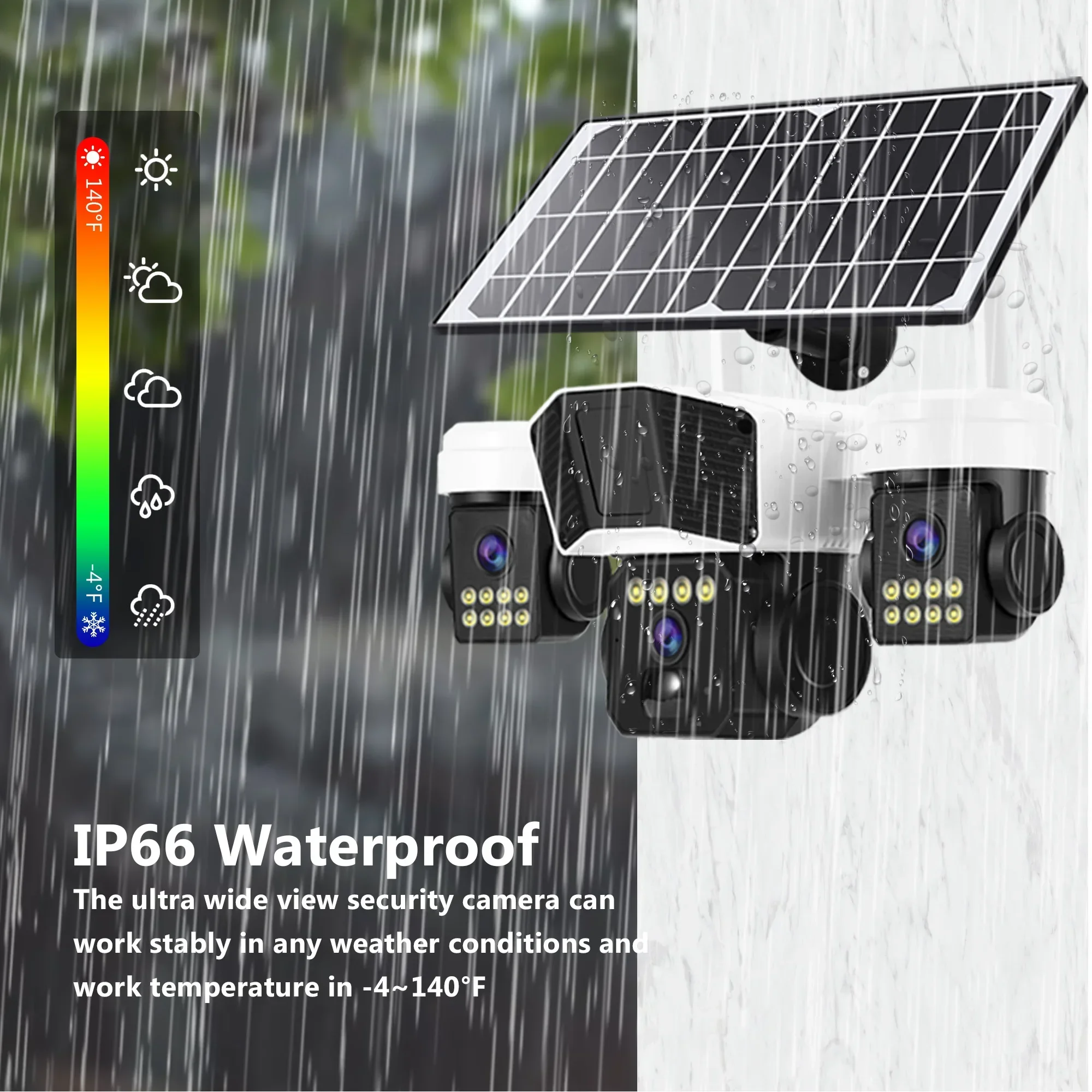 OKAM PRO 15W Outdoor Solar Camera 3-Lens HD 15MP IP66 Waterproof 12000mAh Battery 4G SIM Camera Auto Tracking with Night Vision