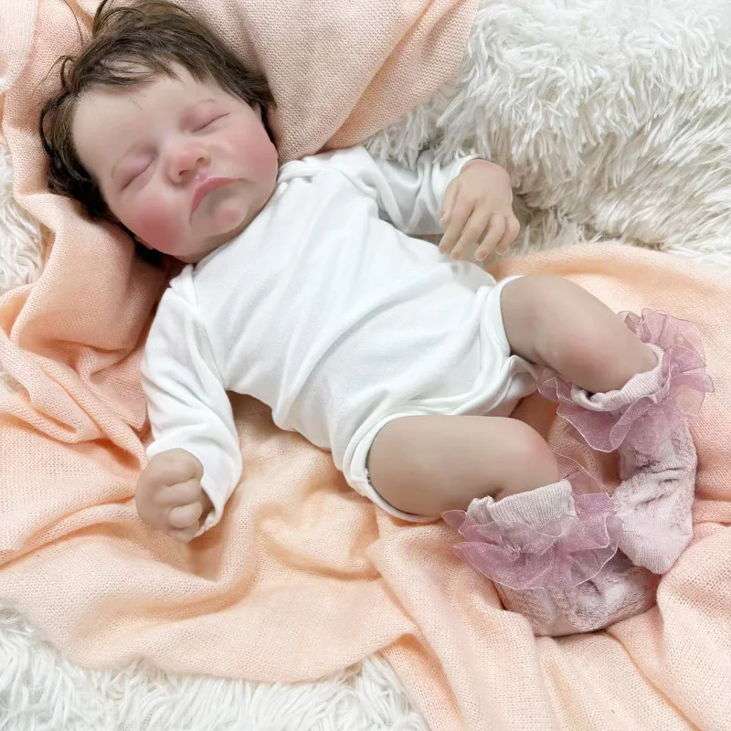 Levi 19 pouces cheveux enracinés à la main tissu doux corps Reborn poupée réaliste câlin bébé plusieurs couches peinture 3D peau veines visibles