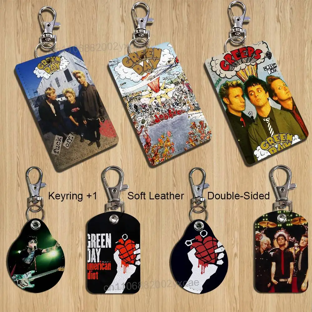 

Classic Pop Green Day Keychain Holder Suitable For Subway Bank Card Bus Card Case Badge Holder Wallet Card Textured pattern