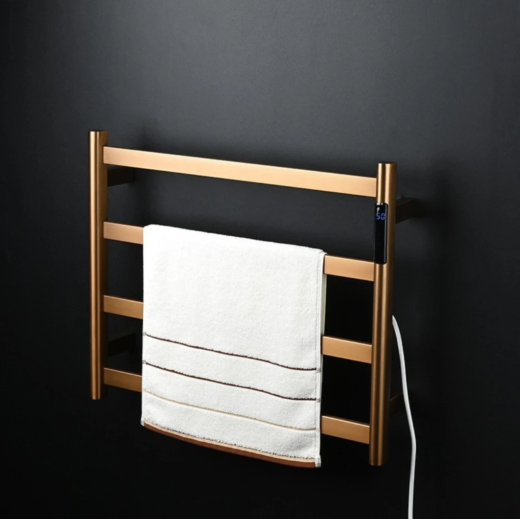 Rose Gold 4 Bars Smart Thermostatic Bathroom Towel Warmer Radiator Electric Heated Towel Rack Rail