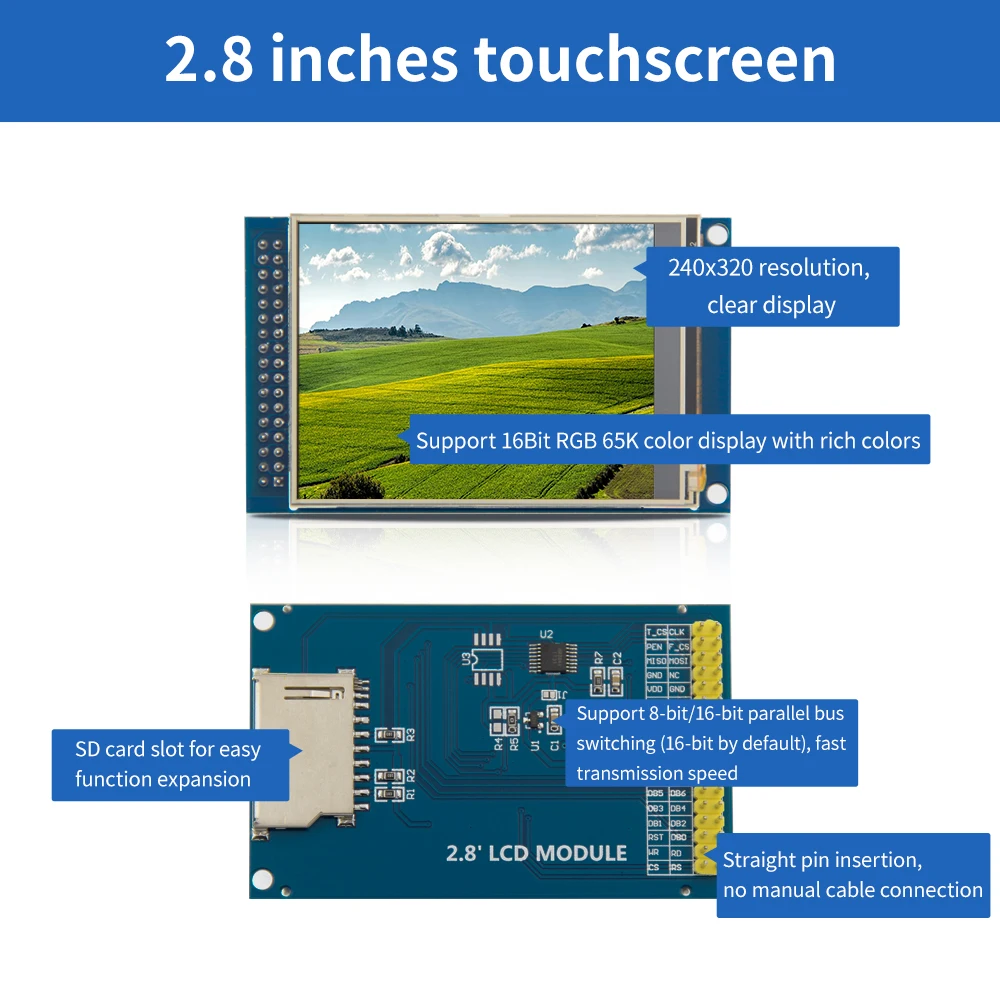 Keyestudio 2.8/3.2 Inches Parallel Port Module For Arduino With/Without Touchscreen TFT LCD Color Display Module SD Card Slot