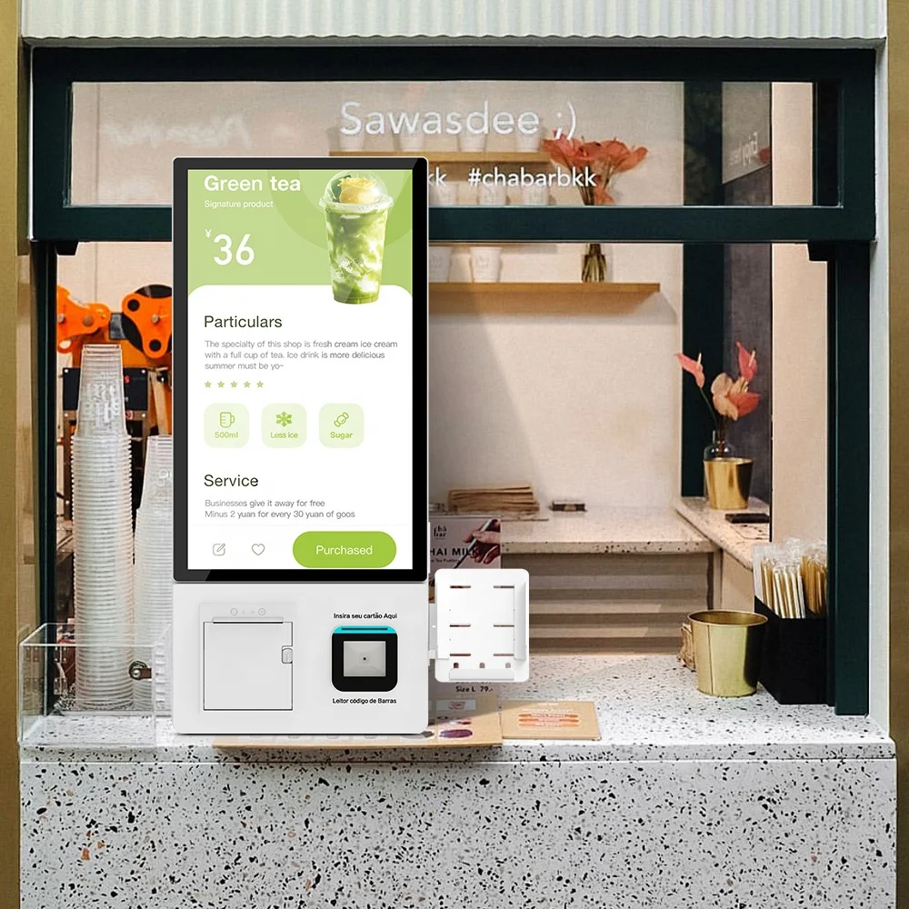 Touch all-in-one machine interactive 21.5-inch kiosk check-in inquiry terminal screen in restaurant wall-mounted