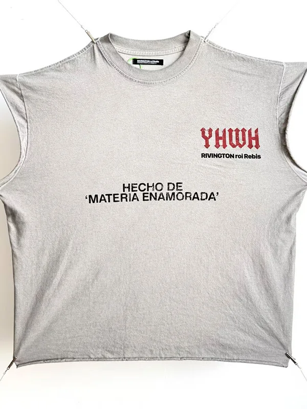 High-Street RRR123 Limited Washed Vintage Sleeveless Tank Top Men Women Casual Fashion Tees Tops Men's Clothing