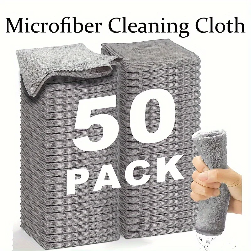 

50pcs Heavy-Duty Microfiber Cloths - Ultra Absorbent FastDrying NonScratchStackable, for Car/Kitchen/Home, Dishes Pros&Home Use