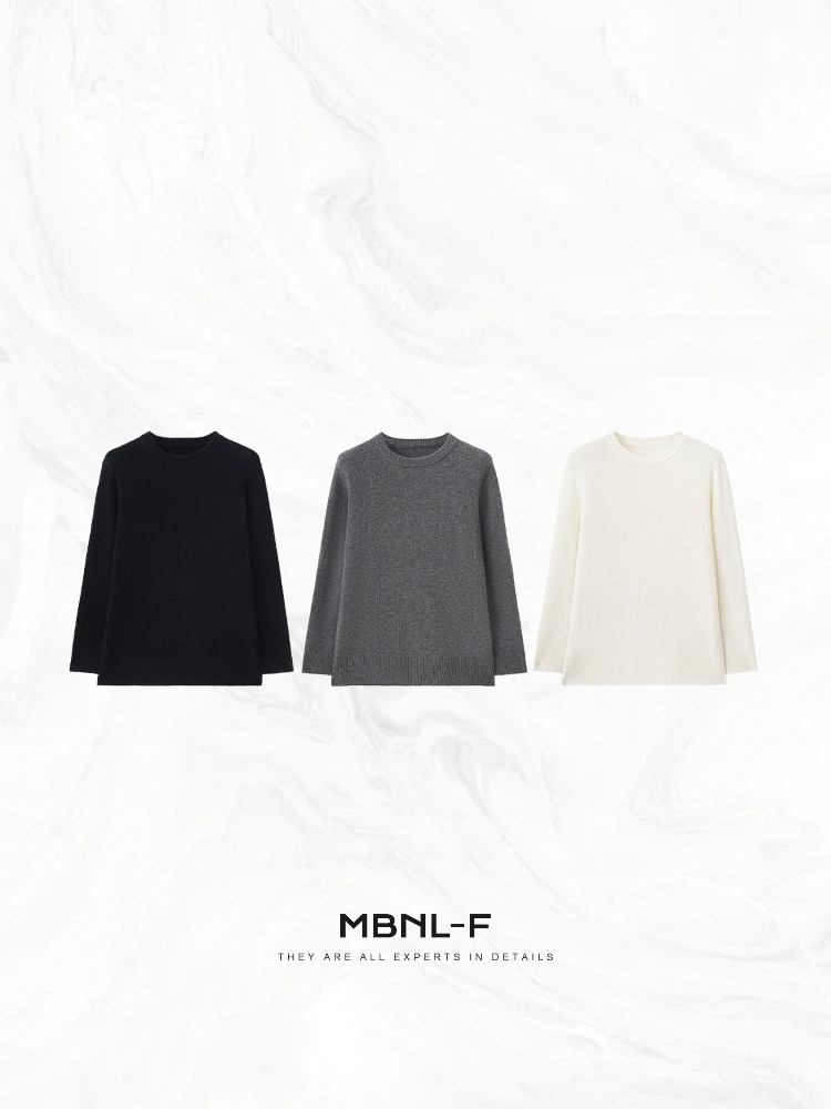 

MBNLF Anna Private Label 26-Ply Camere Wool Knit mat Tone Sweater Long Sve Premium Quali Women's Faion Top