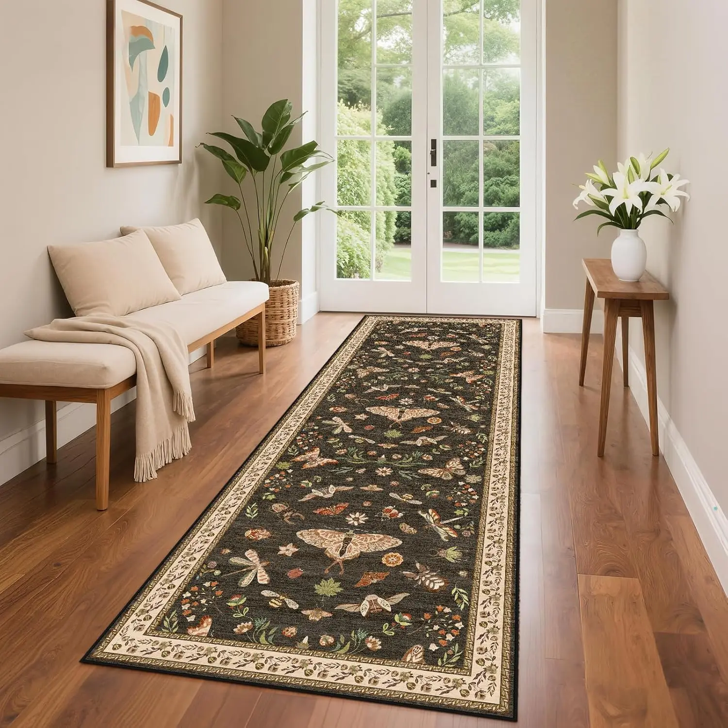 Corridor Carpet Runner Rug Hallway Long Carpets Machine Washable Non-slip Bohemian Floor Mat Floral Vintage Soft Home Decor Rug