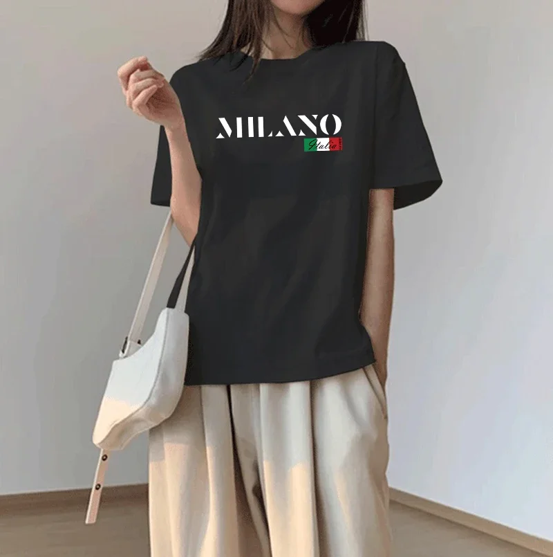 Summer Womens T-shirt Print Casual Cotton Short Sleeve Outdoor Sports Jogging Loose Woman Clothing 2026 Quality Streetwear Tees