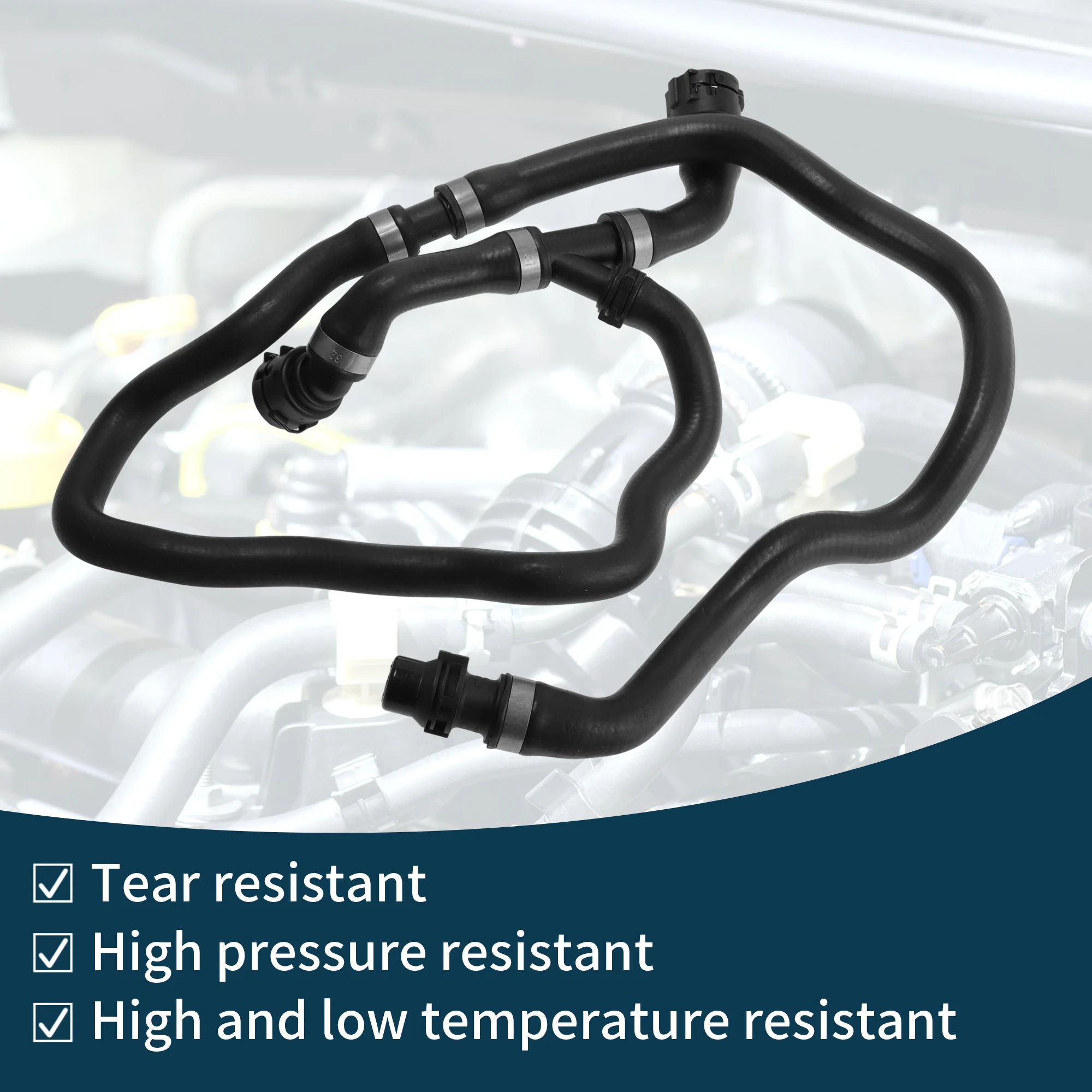 UXCELL ラジエーターホース ヒーターホース ラジエーター出口ホースパイプ 5シリーズ 2004用 No.17127560161 ゴム製冷却液パイプ ブラック 1個