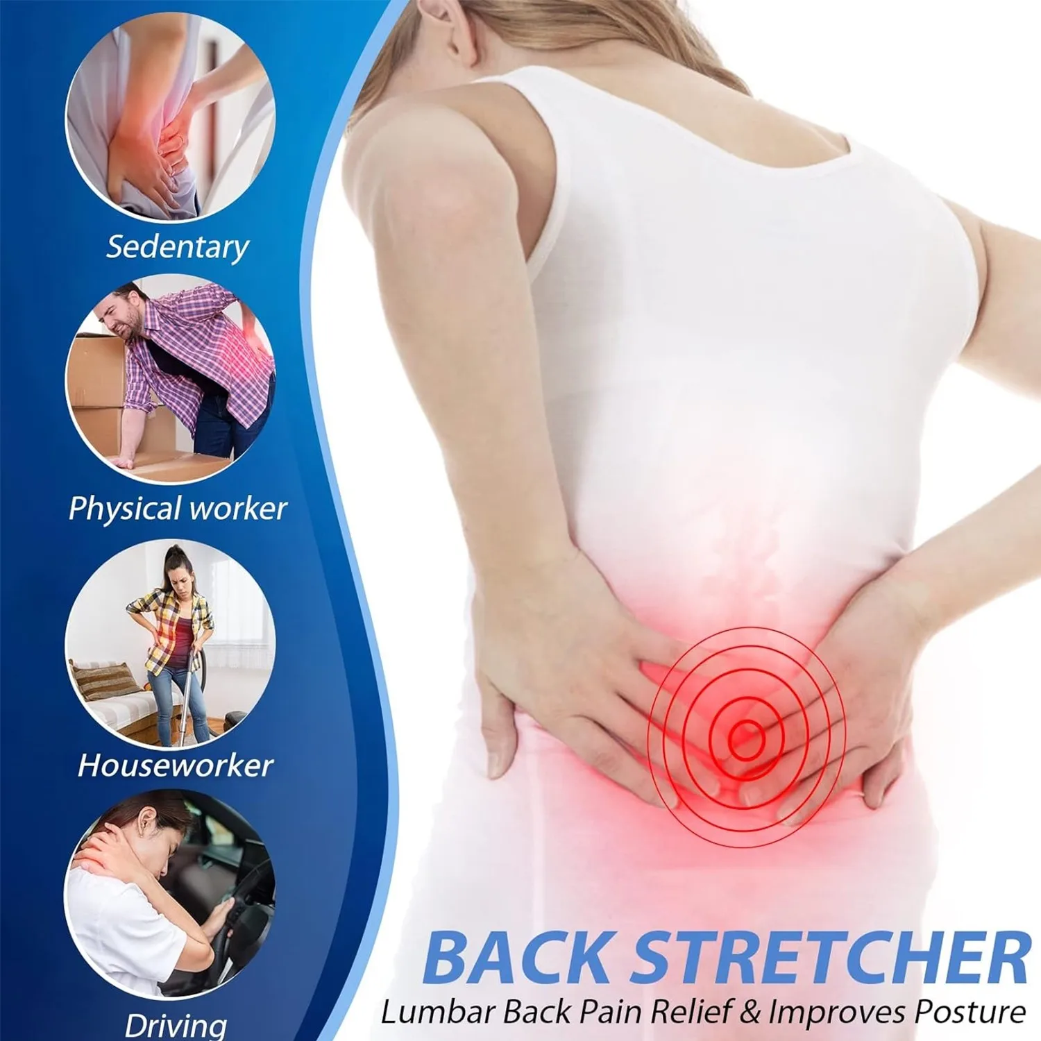Adjustable Back Stretcher with Acupressure Massage